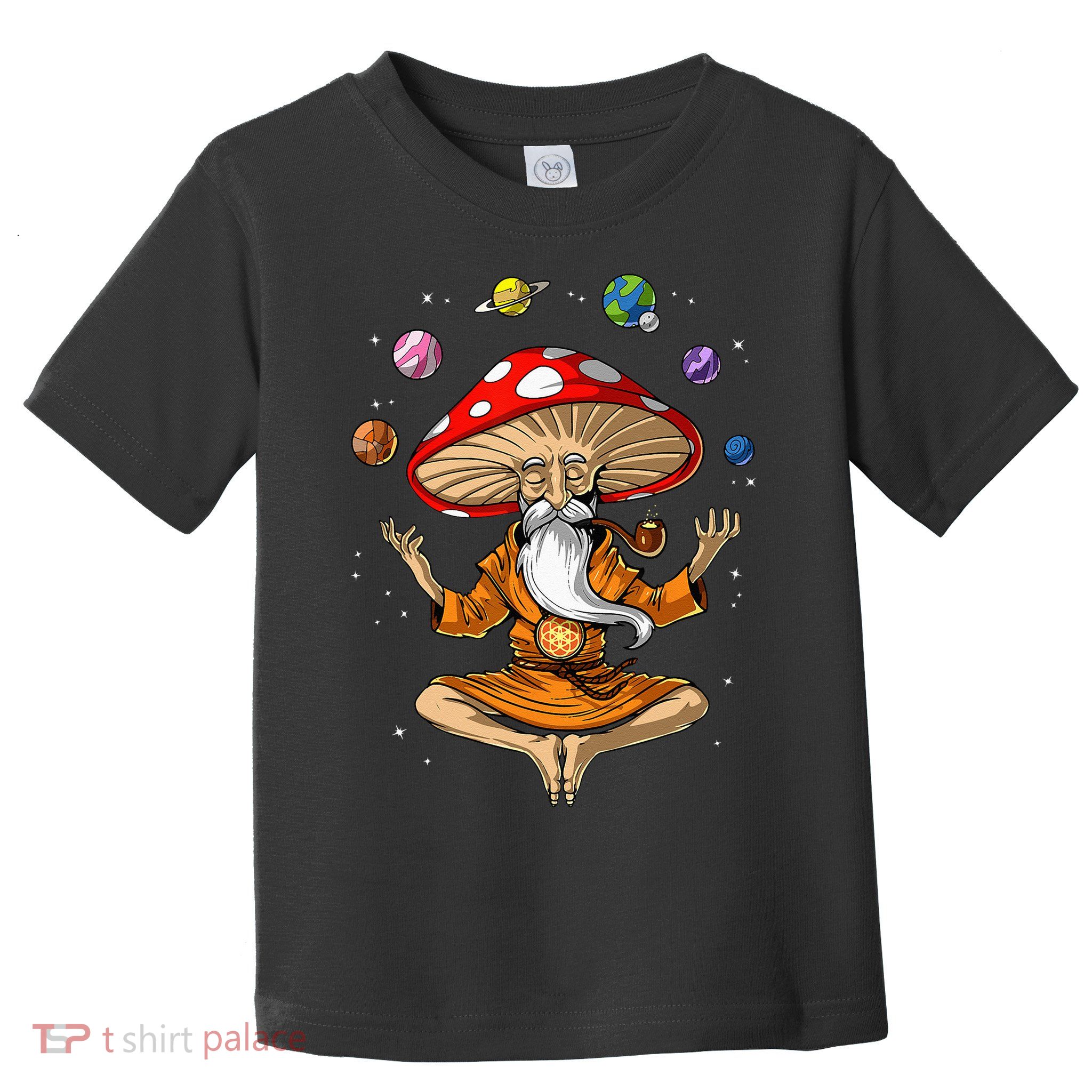 Mushroom Buddha Zen Yoga Meditation Psychedelic Hippie Fungi Toddler T-Shirt