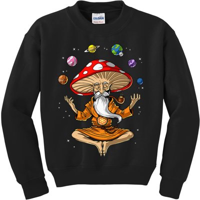 Mushroom Buddha Zen Yoga Meditation Psychedelic Hippie Fungi Kids Sweatshirt