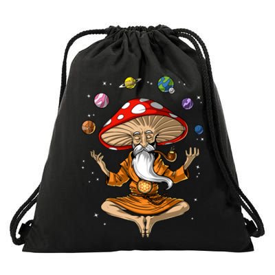 Mushroom Buddha Zen Yoga Meditation Psychedelic Hippie Fungi Drawstring Bag