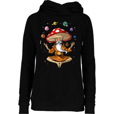 Mushroom Buddha Zen Yoga Meditation Psychedelic Hippie Fungi Womens Funnel Neck Pullover Hood