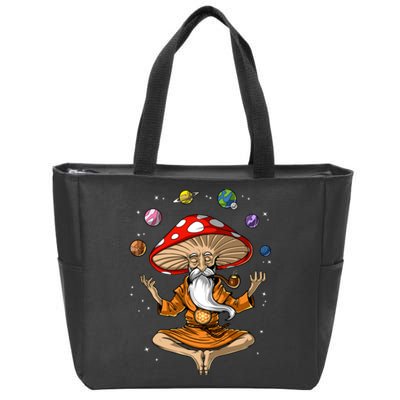 Mushroom Buddha Zen Yoga Meditation Psychedelic Hippie Fungi Zip Tote Bag