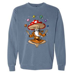 Mushroom Buddha Zen Yoga Meditation Psychedelic Hippie Fungi Garment-Dyed Sweatshirt