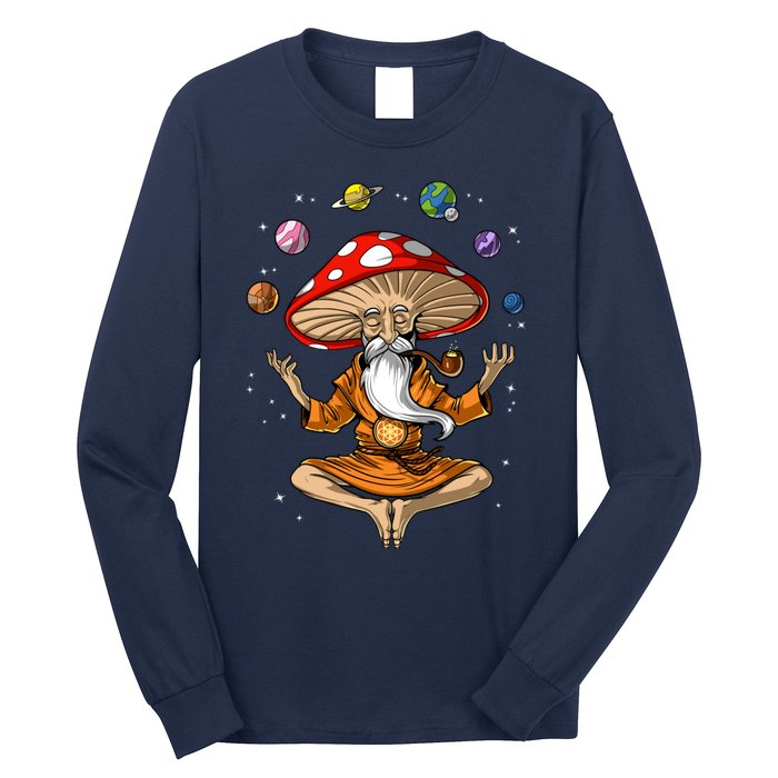 Mushroom Buddha Zen Yoga Meditation Psychedelic Hippie Fungi Long Sleeve Shirt