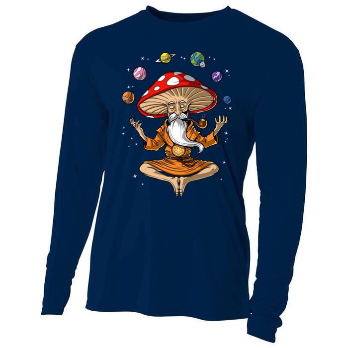 Mushroom Buddha Zen Yoga Meditation Psychedelic Hippie Fungi Cooling Performance Long Sleeve Crew