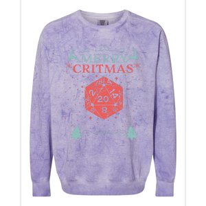 Merry Critmas 20 Sided Dice Rpg Christmas Holiday Board Game Colorblast Crewneck Sweatshirt