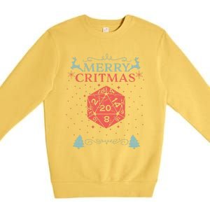 Merry Critmas 20 Sided Dice Rpg Christmas Holiday Board Game Premium Crewneck Sweatshirt