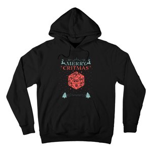 Merry Critmas 20 Sided Dice Rpg Christmas Holiday Board Game Hoodie