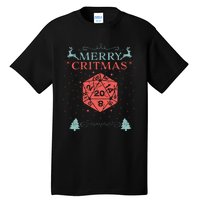 Merry Critmas 20 Sided Dice Rpg Christmas Holiday Board Game Tall T-Shirt