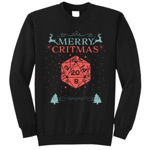 Merry Critmas 20 Sided Dice Rpg Christmas Holiday Board Game Tall Sweatshirt