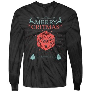 Merry Critmas 20 Sided Dice Rpg Christmas Holiday Board Game Tie-Dye Long Sleeve Shirt