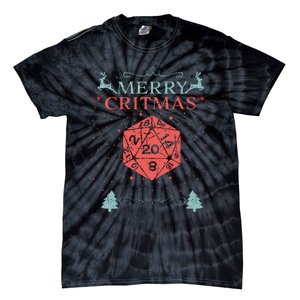 Merry Critmas 20 Sided Dice Rpg Christmas Holiday Board Game Tie-Dye T-Shirt