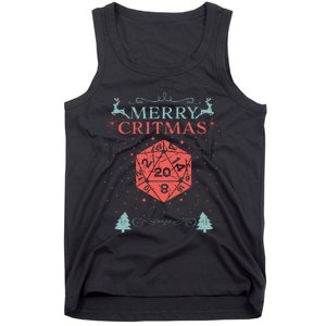 Merry Critmas 20 Sided Dice Rpg Christmas Holiday Board Game Tank Top