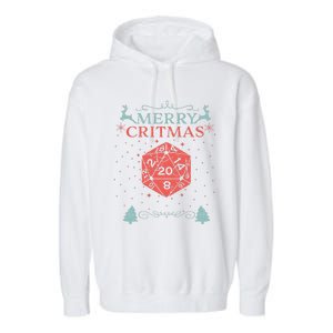 Merry Critmas 20 Sided Dice Rpg Christmas Holiday Board Game Garment-Dyed Fleece Hoodie