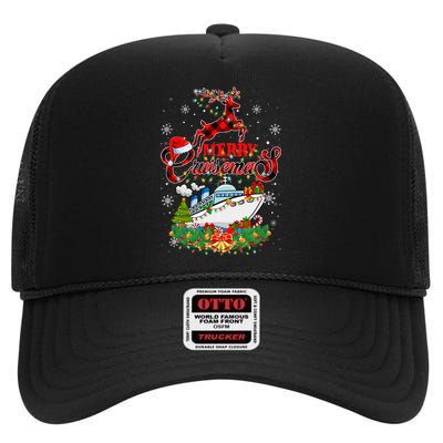 Merry Cruisemas 2024 Christmas Santa Reindeer Cruise High Crown Mesh Back Trucker Hat