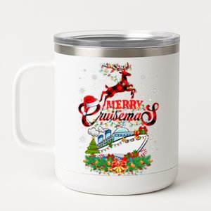 Merry Cruisemas 2024 Christmas Santa Reindeer Cruise 12 oz Stainless Steel Tumbler Cup