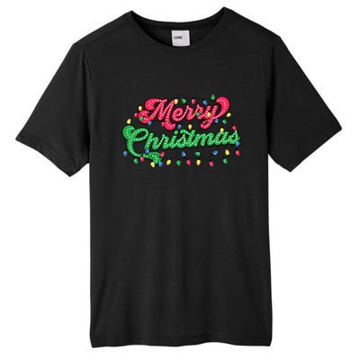 Merry Christmas 2024 Family Matching Christmas Lights Xmas Tall Fusion ChromaSoft Performance T-Shirt