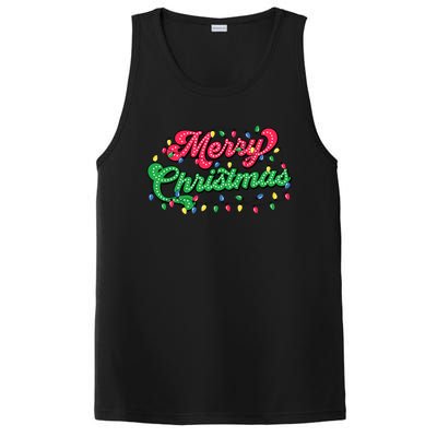 Merry Christmas 2024 Family Matching Christmas Lights Xmas PosiCharge Competitor Tank