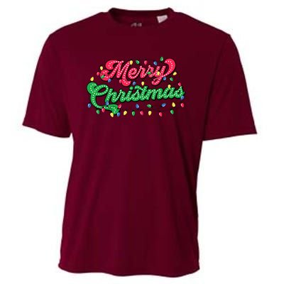 Merry Christmas 2024 Family Matching Christmas Lights Xmas Cooling Performance Crew T-Shirt