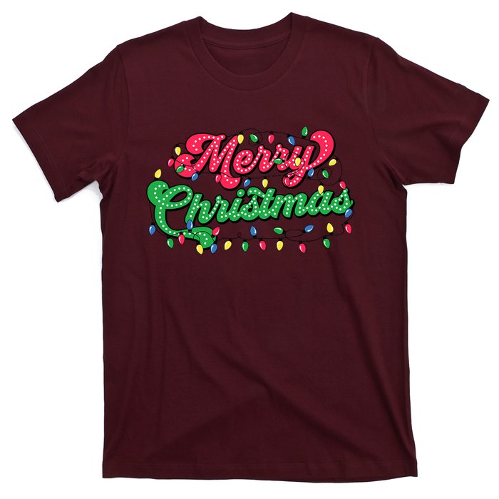 Merry Christmas 2024 Family Matching Christmas Lights Xmas T-Shirt