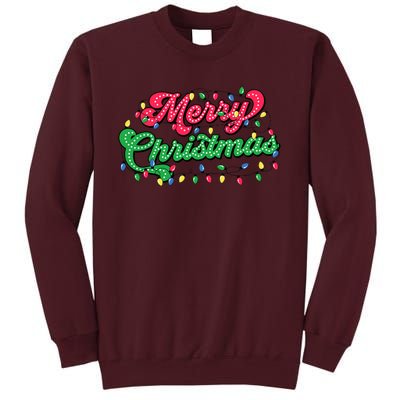 Merry Christmas 2024 Family Matching Christmas Lights Xmas Tall Sweatshirt