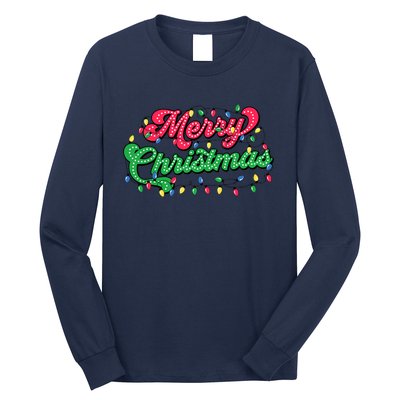 Merry Christmas 2024 Family Matching Christmas Lights Xmas Long Sleeve Shirt