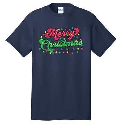 Merry Christmas 2024 Family Matching Christmas Lights Xmas Tall T-Shirt