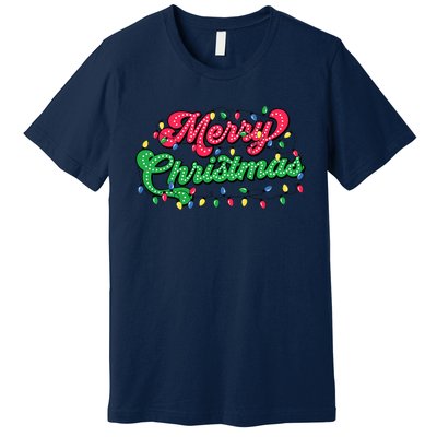 Merry Christmas 2024 Family Matching Christmas Lights Xmas Premium T-Shirt