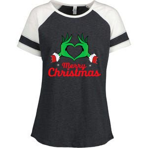 Merry Christmas 2025 Enza Ladies Jersey Colorblock Tee