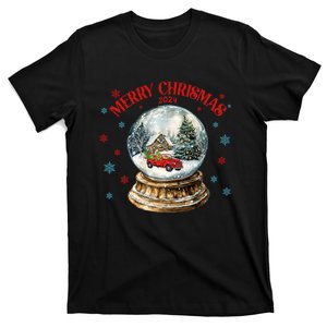 Merry Christmas 2024 Holiday Christmas Snow Globe T-Shirt