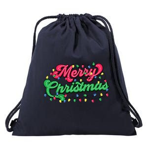 Merry Christmas 2024 Family Matching Christmas Lights Xmas Drawstring Bag