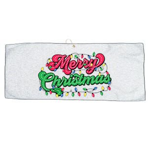 Merry Christmas 2024 Family Matching Christmas Lights Xmas Large Microfiber Waffle Golf Towel