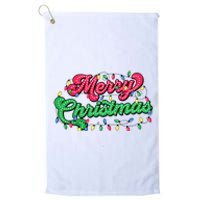 Merry Christmas 2024 Family Matching Christmas Lights Xmas Platinum Collection Golf Towel