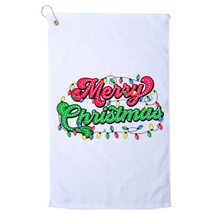 Merry Christmas 2024 Family Matching Christmas Lights Xmas Platinum Collection Golf Towel