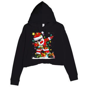 Merry Christmas 2024 Funny Santa Claus Christmas Lights Crop Fleece Hoodie