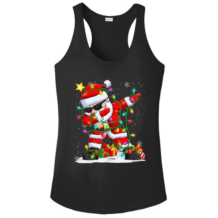 Merry Christmas 2024 Funny Santa Claus Christmas Lights Ladies PosiCharge Competitor Racerback Tank