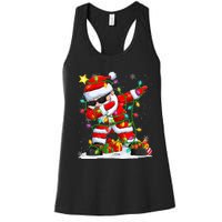 Merry Christmas 2024 Funny Santa Claus Christmas Lights Women's Racerback Tank