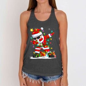 Merry Christmas 2024 Funny Santa Claus Christmas Lights Women's Knotted Racerback Tank