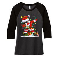 Merry Christmas 2024 Funny Santa Claus Christmas Lights Women's Tri-Blend 3/4-Sleeve Raglan Shirt