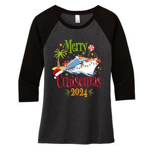 Merry Cruisemas 2024 Family Cruise Group Women's Tri-Blend 3/4-Sleeve Raglan Shirt