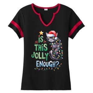 Merry Christmas 2024 Is This Jolly Enough Noel Black Cat Xmas Gift Ladies Halftime Notch Neck Tee