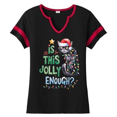 Merry Christmas 2024 Is This Jolly Enough Noel Black Cat Xmas Gift Ladies Halftime Notch Neck Tee