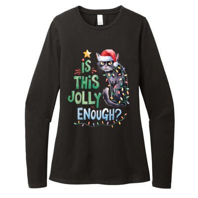 Merry Christmas 2024 Is This Jolly Enough Noel Black Cat Xmas Gift Womens CVC Long Sleeve Shirt