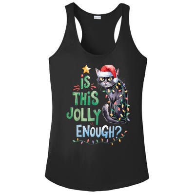 Merry Christmas 2024 Is This Jolly Enough Noel Black Cat Xmas Gift Ladies PosiCharge Competitor Racerback Tank