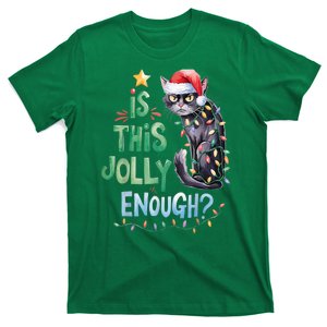 Merry Christmas 2024 Is This Jolly Enough Noel Black Cat Xmas Gift T-Shirt