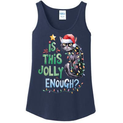 Merry Christmas 2024 Is This Jolly Enough Noel Black Cat Xmas Gift Ladies Essential Tank