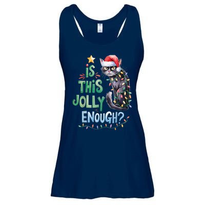 Merry Christmas 2024 Is This Jolly Enough Noel Black Cat Xmas Gift Ladies Essential Flowy Tank