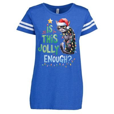 Merry Christmas 2024 Is This Jolly Enough Noel Black Cat Xmas Gift Enza Ladies Jersey Football T-Shirt