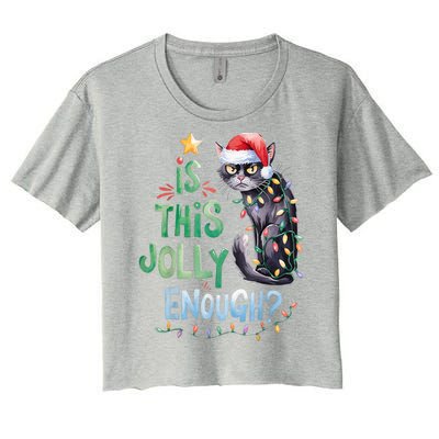 Merry Christmas 2024 Is This Jolly Enough Noel Black Cat Xmas Gift Women's Crop Top Tee