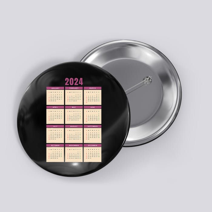 Monthly Calendar 2024 Happy New Year Kids Funny Button