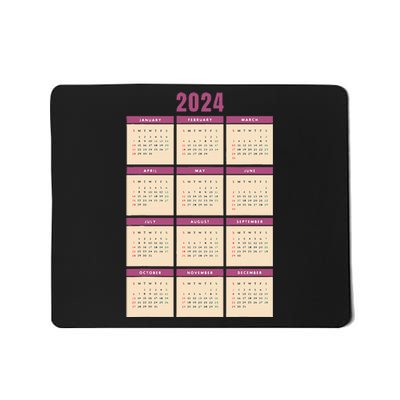 Monthly Calendar 2024 Happy New Year Kids Funny Mousepad